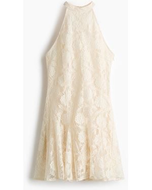 H&M Kanten Jurk Met Godetplooien - Wit