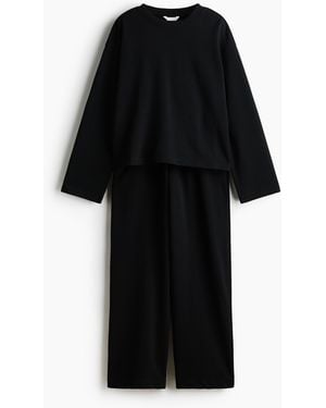 H&M Zweiteiler aus Baumwollsweat - Schwarz