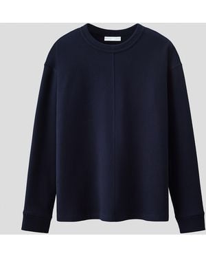 H&M Gewafeld Shirt Met Lange Mouwen - Blauw