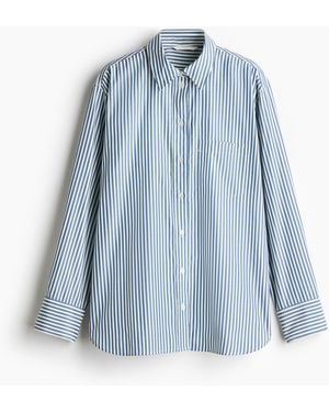 H&M Oversized Dobbygeweven Overhemdblouse - Blauw