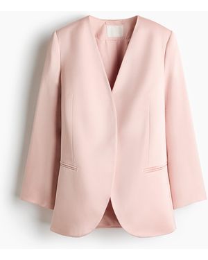H&M Kraagloze Satijnen Blazer - Roze