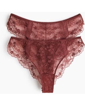 H&M 2er-Pack Brazil Slips aus Spitze - Rot