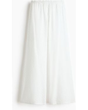H&M Bestickte Schlafhose aus Baumwolle - Weiß