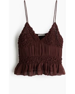 H&M Ingerimpelde Strappy Top Van Chiffon - Rood