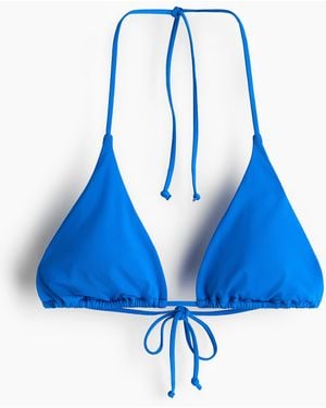 H&M Wattiertes Triangel-Bikinitop - Blau