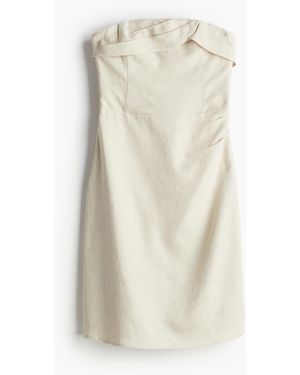 H&M Bandeau-Kleid aus Leinenmix - Weiß