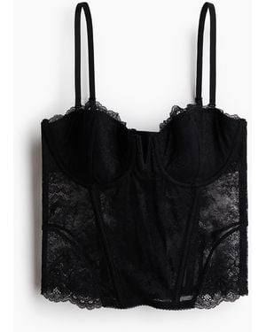H&M Kanten Bustier Met Padded Cups - Zwart