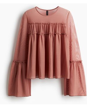 H&M Mehrlagige Mesh-Bluse - Rot