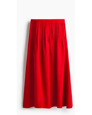 H&M Plissierter Jupe aus Leinengemisch - Rot