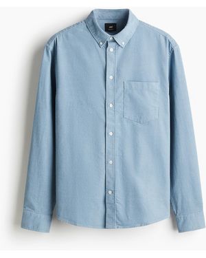 H&M Cordhemd in Regular Fit - Blau