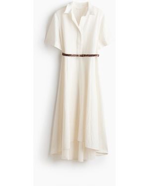 H&M Blusenkleid mit Bindegürtel - Weiß