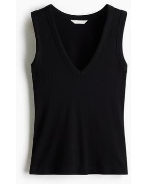 H&M Geripptes Tanktop - Schwarz