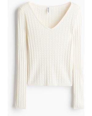 H&M Zopfpullover aus Viskosegemisch - Weiß