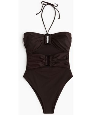 H&M Badeanzug mit wattierten Cups und High Leg - Schwarz