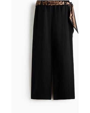H&M Broek Van Linnenmix Met Sjaaldetail - Zwart