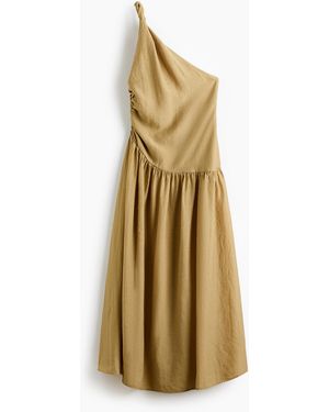 H&M One-shoulderjurk Met Gedraaid Detail - Metallic