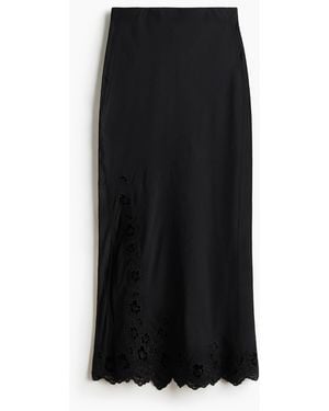 H&M Bestickter Chiffonrock - Schwarz