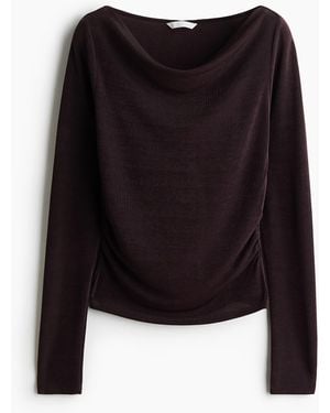 H&M Jerseyshirt mit Drapierung - Schwarz