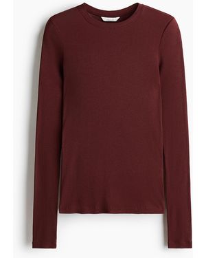 H&M Geripptes Shirt aus Pima-Baumwolle - Rot