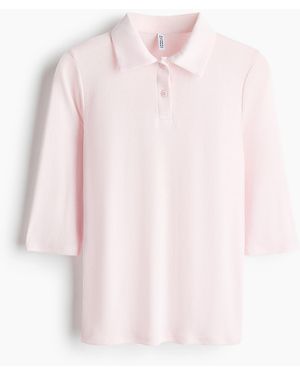 H&M Geripptes Poloshirt - Pink