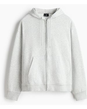 H&M Hoodiejacke in Loose Fit - Weiß