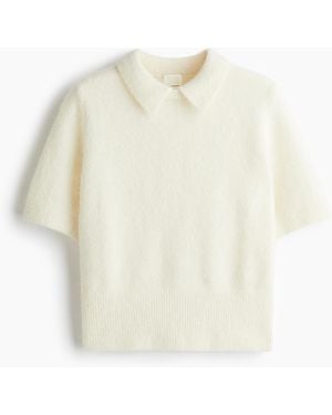 H&M Pullover aus Alpakamix mit Kragen - Weiß
