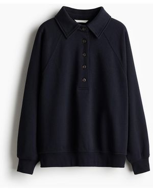 H&M Oversized Polo-Sweatshirt - Blau