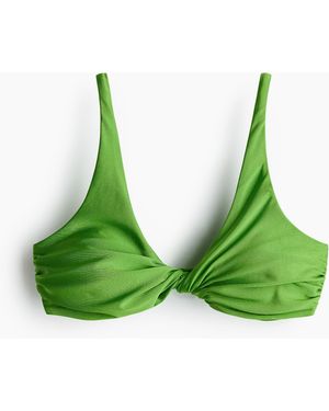 H&M Wattiertes Bikinitop - Grün