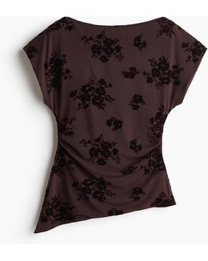 H&M Asymmetrisches Shirt mit Flockprint - Schwarz