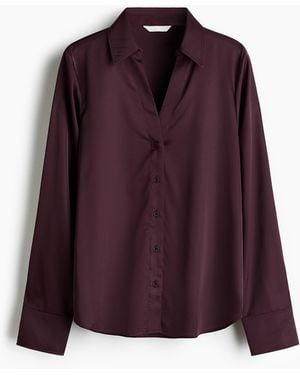 H&M Blouse Met V-hals - Paars