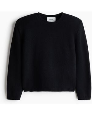 H&M Wollpullover mit Schulterpolstern - Schwarz