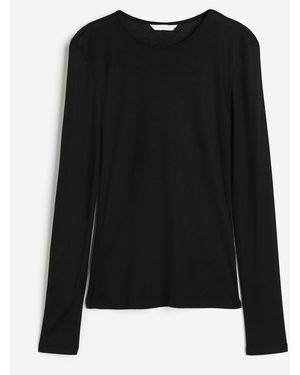 H&M Langarmshirt aus Lyocell - Schwarz