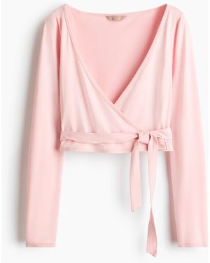 H&M Wickelshirt aus angerautem Jersey - Pink