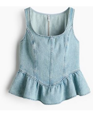 H&M Peplumtop aus Denim - Blau