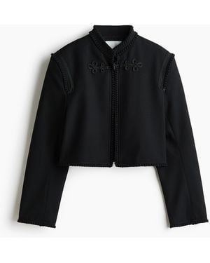 H&M Cropped Jacke mit Flechtdetails - Schwarz