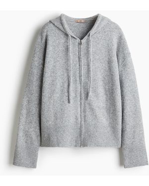 H&M Gestrickte Hoodiejacke - Grau