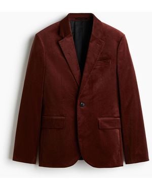 H&M Zweireihiger Samtblazer in Regular Fit - Rot