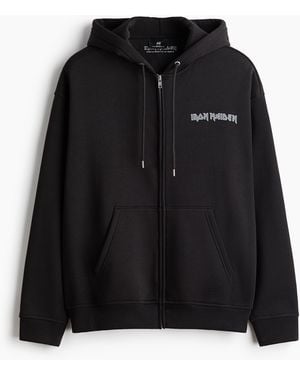 H&M Hoodiejacke in Loose Fit - Schwarz