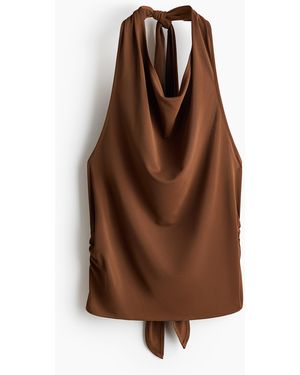 H&M Haltertop Met Watervalhals - Bruin
