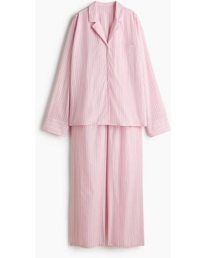 H&M Pyjama Van Katoenen Popeline - Roze