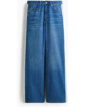 H&M Wide Regular Side-striped Jeans - Blau