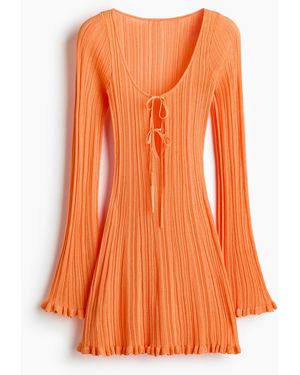 H&M Geripptes Strandkleid - Orange