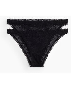 H&M 2er-Pack Tangas aus Spitze - Schwarz