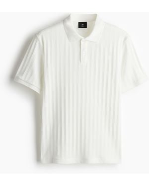 H&M Poloshirt aus Strukturjersey in Slim Fit - Weiß