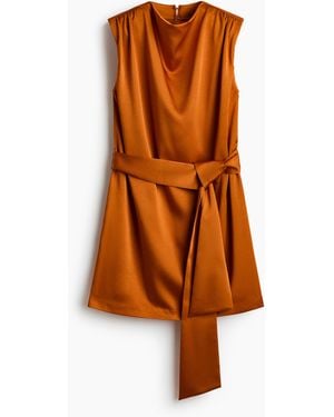 H&M Jurk Met Schoudervullingen En Strikceintuur - Oranje