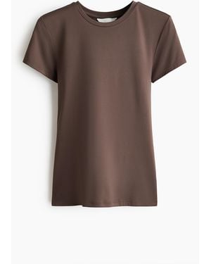 H&M Figurnahes T-Shirt aus Mikrofaser - Braun