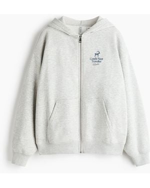 H&M Bedruckte Hoodiejacke - Weiß