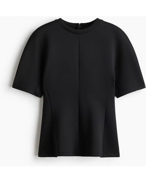H&M Peplumtop Van Scuba - Zwart