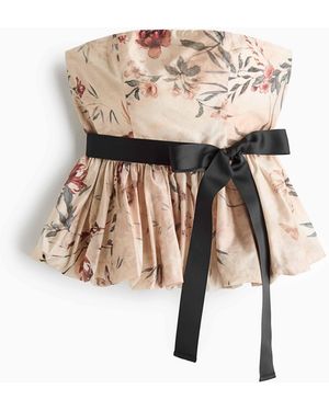 H&M Bandeautop Met Strikceintuur - Naturel