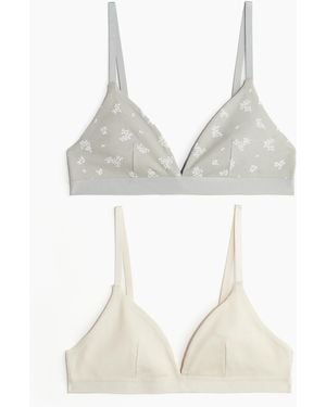H&M 2er-Pack BH-Tops - Weiß